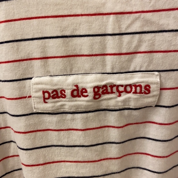 Topshop Red Navy and White Striped Crop Pas De Garçons Baby Tee - Picture 5 of 6